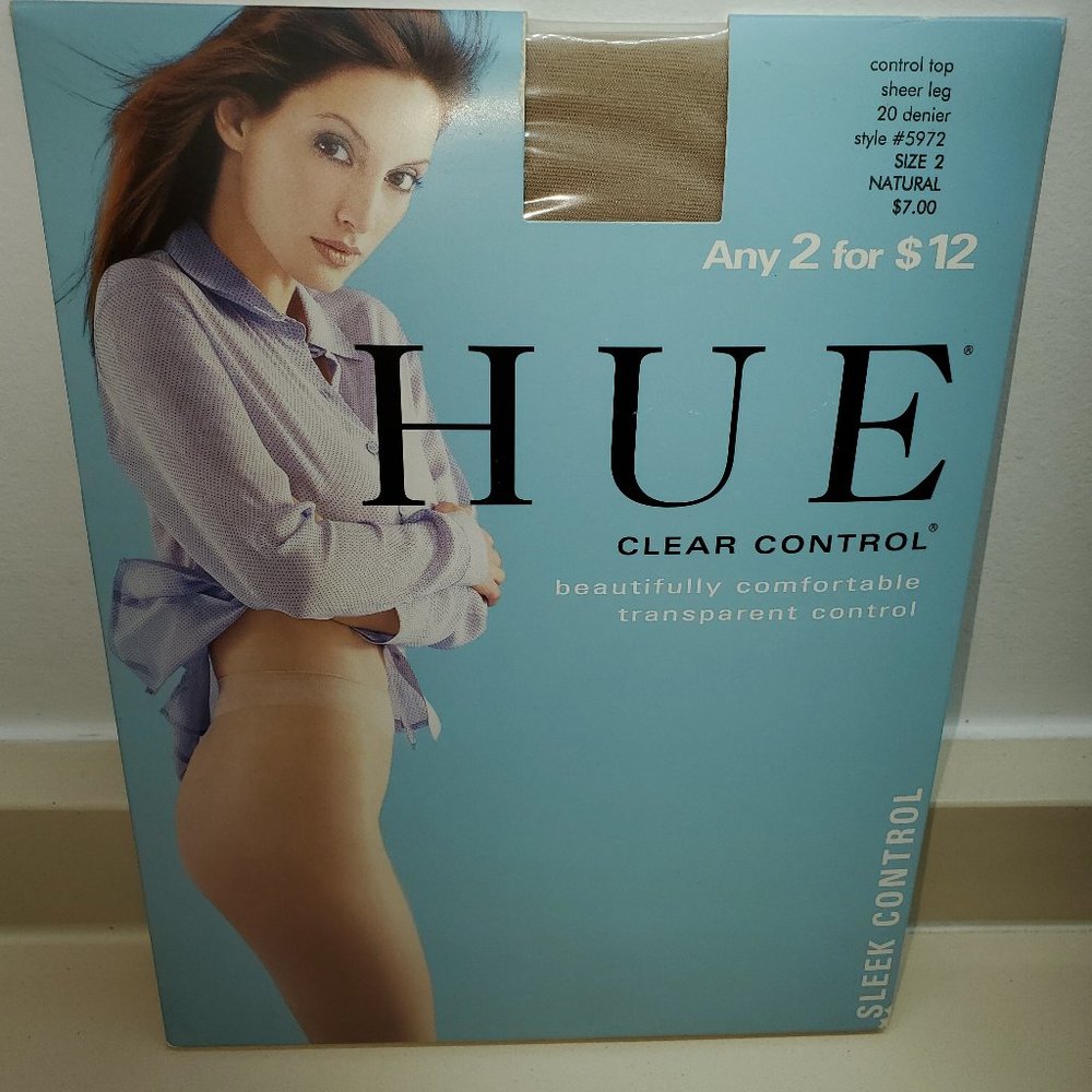 PAIR HUE CONTROL TOP, SHEER LEG PANTY HOSE